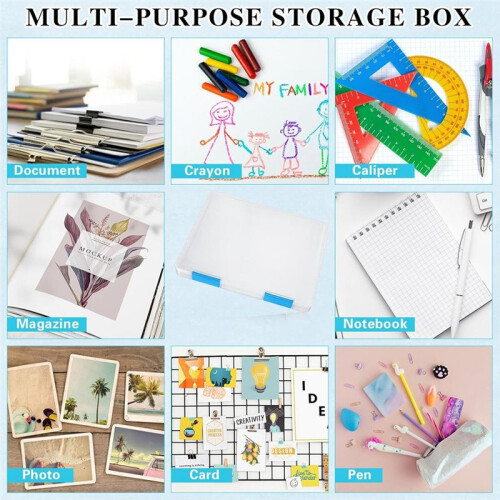 6 Pcs Clear A4 File Box Document Plastic Storage Box Case Board Containers Magazine Protector File Holder with Buckle 2