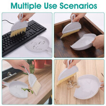 Dustpan and Brush Set, Small Broom and Dustpan Cleaning Set Portable Table Top Brush Set(Grey)