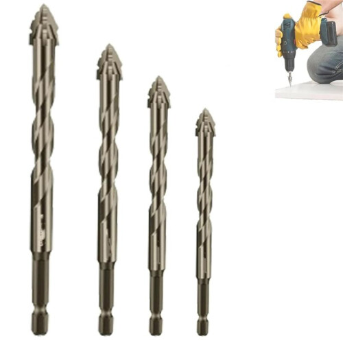 4PCS Four-Flute Sawtooth Eccentric Drill Bit, High Hardness Skewed- Eccentric Drill Bits,6mm+8mm+10mm+12mm 1