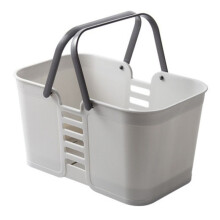 Shower Basket Tote Plastic Storage Basket with Handles Pool Beach Basket Gray