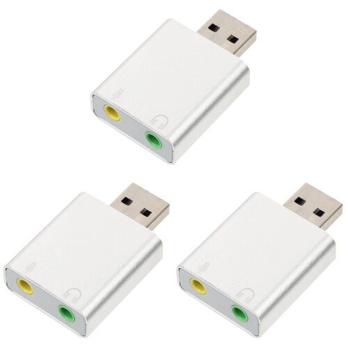 3Ud Tarjeta Sonido USB Plata, Soporte Micrófono Y Audio 7.1 2