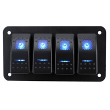 4 Gang Dual LED Marine Boat Rocker Panel for Truck Boat Car Panel Lighter Socket Circuit Breaker