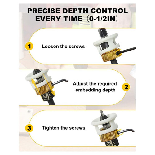 5Pcs Hex Shank Countersink Drill Bits Set with Low Friction Depth Stop,1/4 Inch Quick Change Hex Shank Countersink Drill 2