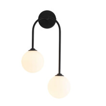 2-Flammige Glaskugel-Dekorationswandlampe, AC90-240 V, Schminklicht für Schlafzimmer, Wohnzimmer, Esszimmer, B, Warmes Licht