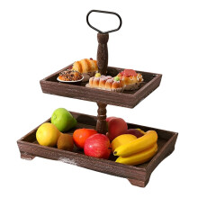 Dessert Stand Double Layer Cake Tray Dessert Decoration Tray Display Stand,Washed White