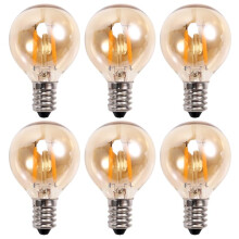 6 Stuks 1,5W LED G40 Vervangingslamp 220V Retro Globe Goud Dimbare Lamp voor Binnen-/Buitenverlichting E14-Fitting