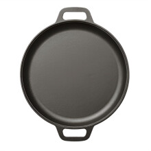 Padella da Campeggio In Ghisa per Barbecue, Padella Antiaderente per Pizza e Pancake con Doppio Manico, Padella per Cucinare Bistecche, Maiale e