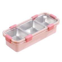 3 Compartment Lunch Box, Stainless Steel Bento Box, Portable Food Storage Container for Children, Leakproof Snack Box A