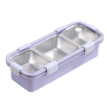3 Compartment Lunch Box, Stainless Steel Bento Box, Portable Food Storage Container for Children, Leakproof Snack Box C
