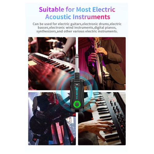 Upgrade 2.4G Guitar Wireless Transceiver System Low Latency Real- Transmission Guitar Wireless Transmitter Receiver 2