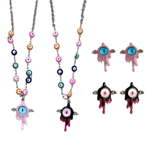 Collier mauvais œil, épingles d'oreille,-Collier noir 1