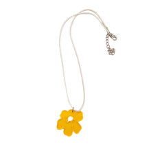 Onregelmatige bloem hanger ketting eenvoudige-Gele en witte touw