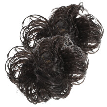 4Stk Schwarze Clip-on Dutt Haarteil Lockig Fluffig Für Damen