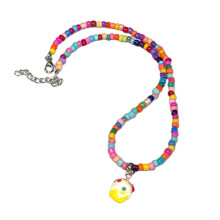 Colorful Beaded Cute Cake Pendant Choker Resin Necklace-Yellow