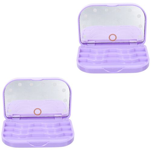 2Stk Künstliche Wimpernbox Mit LED-Licht Und Organizer 2