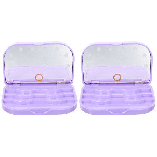2Stk Künstliche Wimpernbox Mit LED-Licht Und Organizer 1