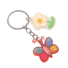 Porte-clés à breloques en acrylique, fleur,-fleur papillon