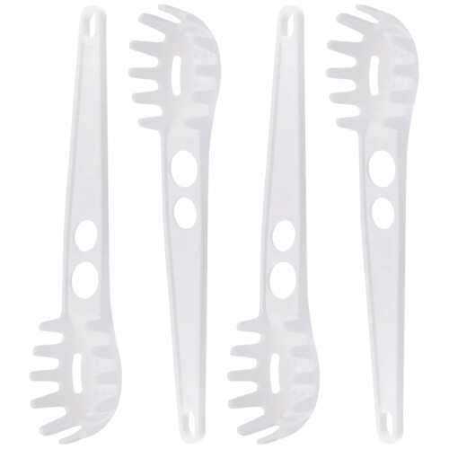 4Ud Cucharas Blancas Para Pasta Con Perforado Y Bordes Dentados