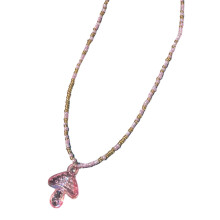 Bohemian Beaded Necklace Summer Rice Bead Mushroom-Pink