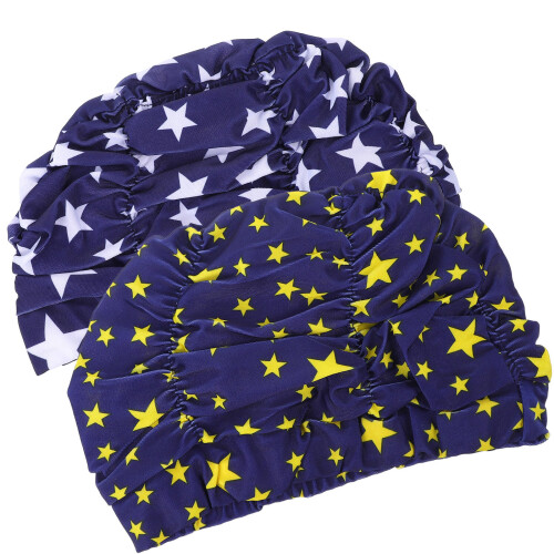 2Ud Gorro De Natación Impermeable Plisado Multicolor En Tela De Nylon 2