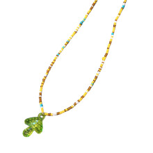 Colorful Beaded Clear Mushroom Choker Necklace-orange