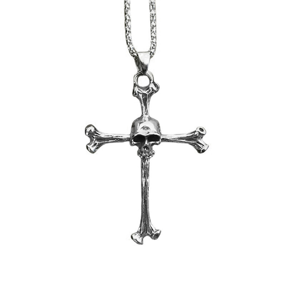 Vintage Gothic Cross Pendant Necklace for Men Religious Belief