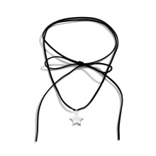 Pendentif étoile à cinq branches, chaîne de-Plaqué argent