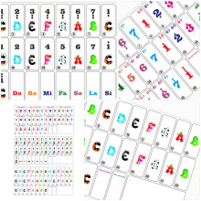 3Pièces Stickers Piano PVC Multicolores Accessoires Clavier Débutants