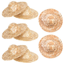 8Pièces Petits Chapeaux Tissés Beige Adornements Créatifs DIY