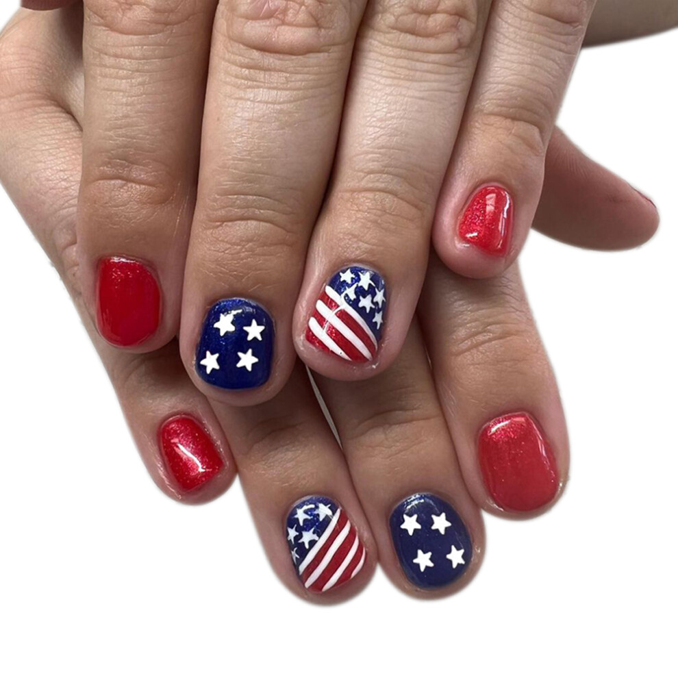 Healthy & Flexible American Flag False Nails, Celebrate 4Th Of July With Lasting Effect Salon-like Results For Women And Girls