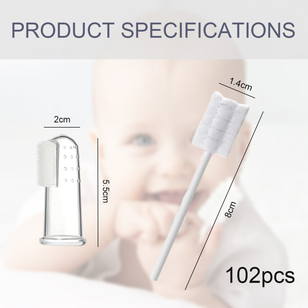 Disposable Infant Toothbrush For Safe To Use, Oral Gum Cleaner With Medical Skimmed Gauze, Upgrade Design Baby Tongue Cleaner, Gentle Soft Gauze For