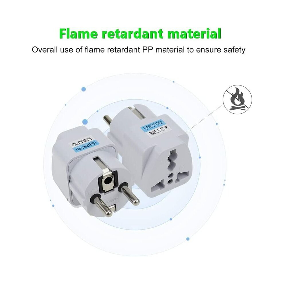 Grounded European Travel Adapter For Safe Grounded Connection, Multi-Country Compatibility Universal Voltage Support For Your Travel And Business 9169997086792