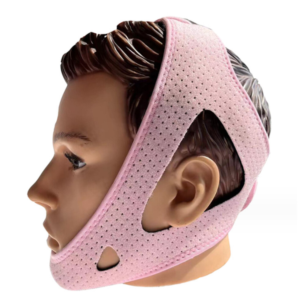 Adjustable Anti-Snoring Chin Strap, Skin-Friendly Respiratory Tract Unobstructed, For Adults & Children (Pink)