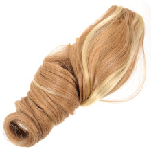 5Ud Sintético Clip En Largo Piezas Color Khaki