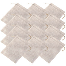 24Pcs Small Drawstring Bags Beige Cotton Linen Gift Pouches for Home
