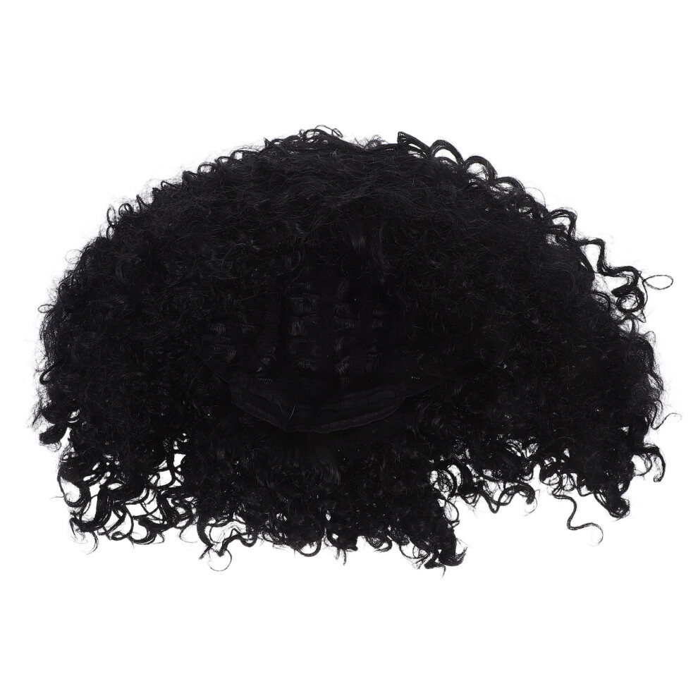 Inoomp Unisex Black 4Pcs Synthetic Heat Resistant Curly Afro Wigs Party Costume Use