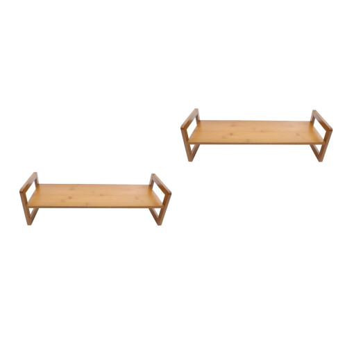 2Pièces Support Écran Bois Café Résistant Pour Maison Et Bureau 1