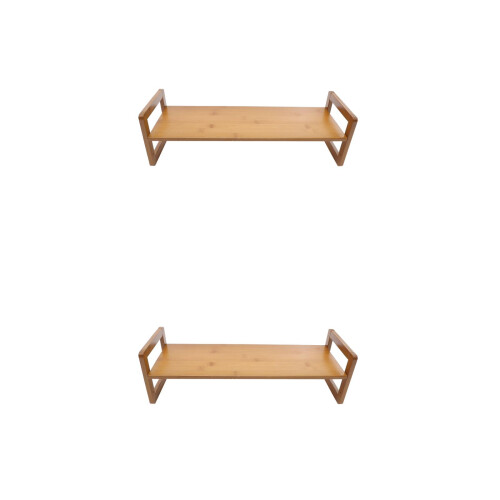 2Pièces Support Écran Bois Café Résistant Pour Maison Et Bureau 2