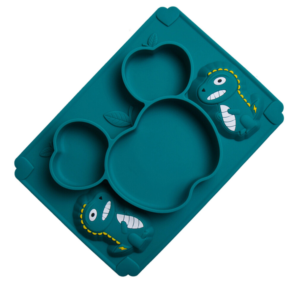 Artibetter 3Pcs Baby Silicone Suction Plates Olive Green Compartment Dinner Plate