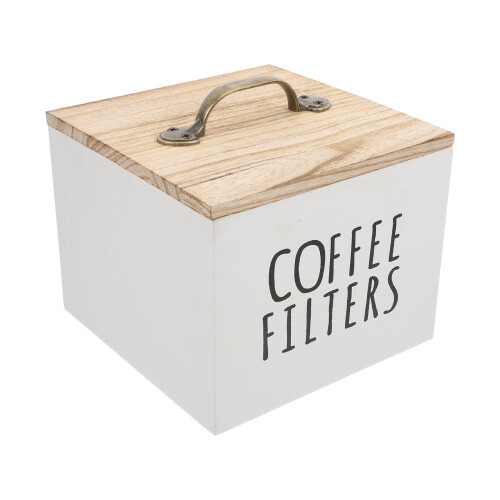 2Pcs Portable White Wooden Tea Organizer Box for Kitchen Coffee Candy