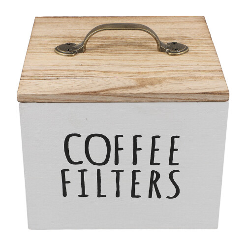 2Pcs Portable White Wooden Tea Organizer Box for Kitchen Coffee Candy 2