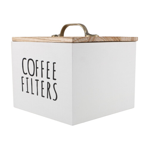 2Pcs Portable White Wooden Tea Organizer Box for Kitchen Coffee Candy 1
