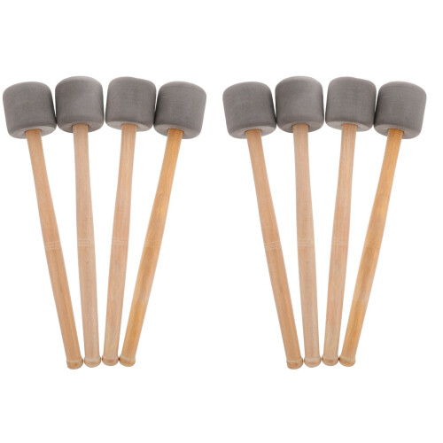 8Pcs Percussion Drumsticks Wood Handle Grey for Bass Drum Mallets 2