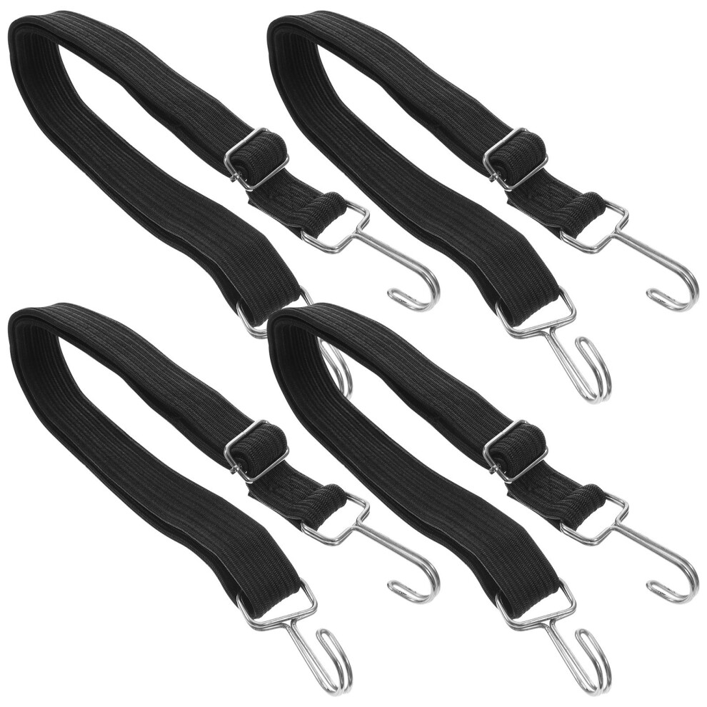 4Pcs Black Heavy Duty Adjustable Bungee Straps Nylon Cord With Hook 3601048769972