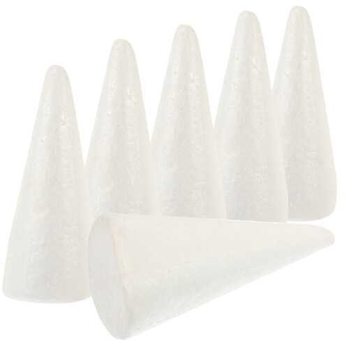30Pcs Smooth White Foam Cones for DIY Decorations and Craft Projects