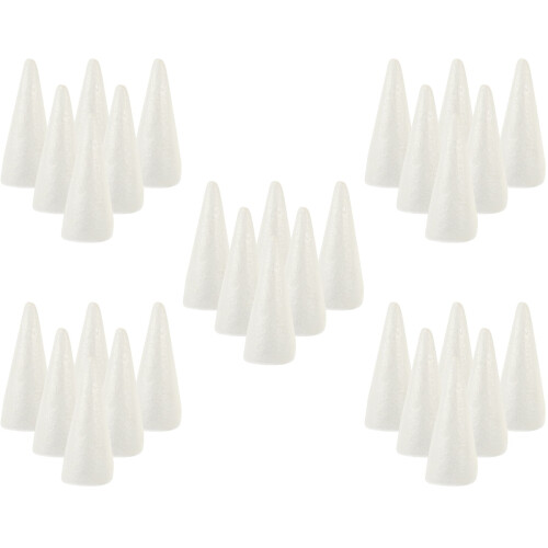 30Pcs Smooth White Foam Cones for DIY Decorations and Craft Projects 2