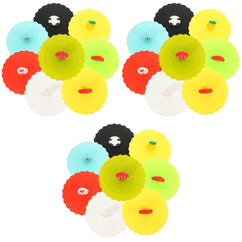 24Pcs Flexible Silicone Cup Lids Smooth Surface Cute Drink Covers 2