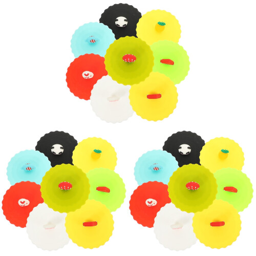24Pcs Flexible Silicone Cup Lids Smooth Surface Cute Drink Covers 1