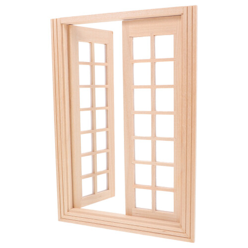 2Pcs 28-Panel Wooden Mini House Doors Hinged Frames DIY Multi-Color