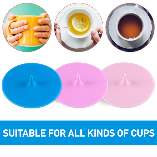 2Pcs Reusable Silicone Mug Lid Covers for Leak-Proof Cup Seal Assorted 2